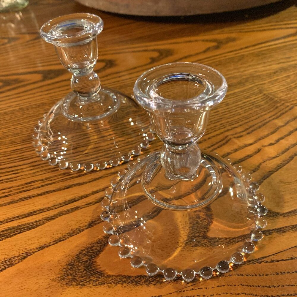 Vintage Imperial Candlewick Single Light Domed Candle Holders